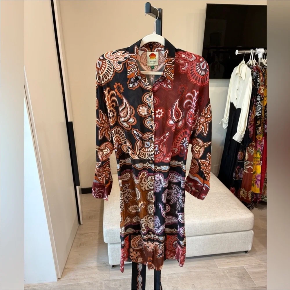 Farm Rio Printed Mini Shirt Dress